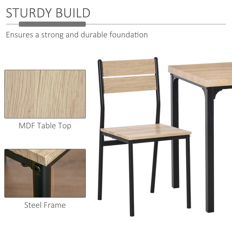 Minimalist 3-Piece Dining Set - Compact Light Wood Grain Table and Chairs for Small Spaces