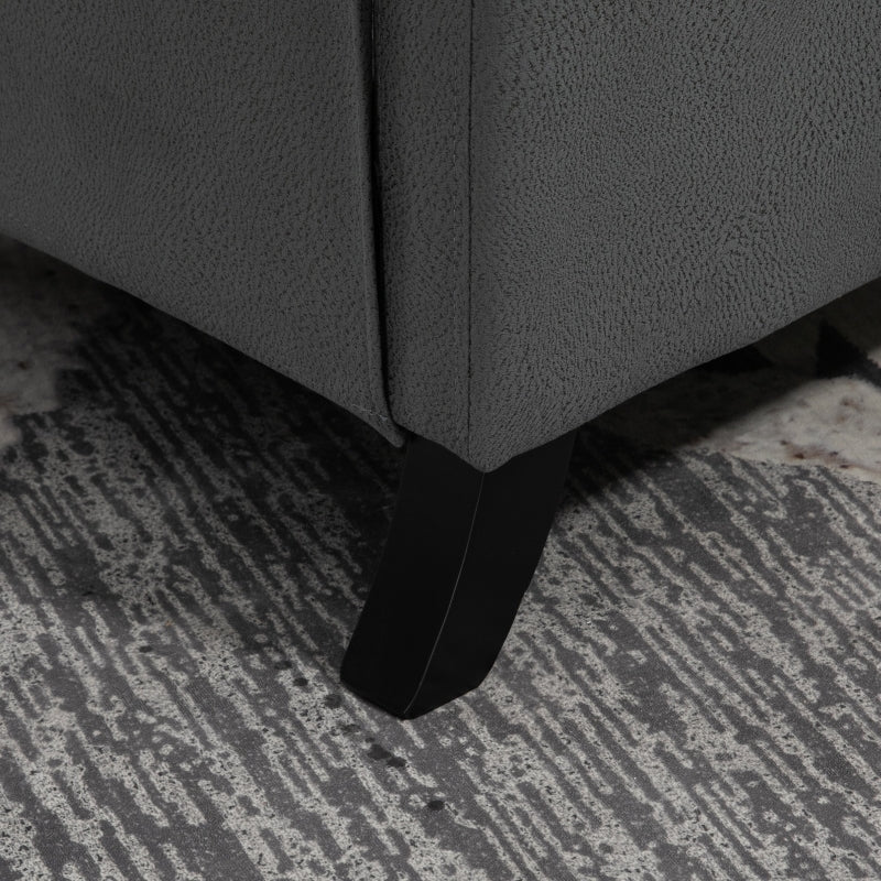 Stylish Wingback Recliner Chair for Home Theatre, Button Tufted Microfibre Armchair with Leg Rest in Deep Grey