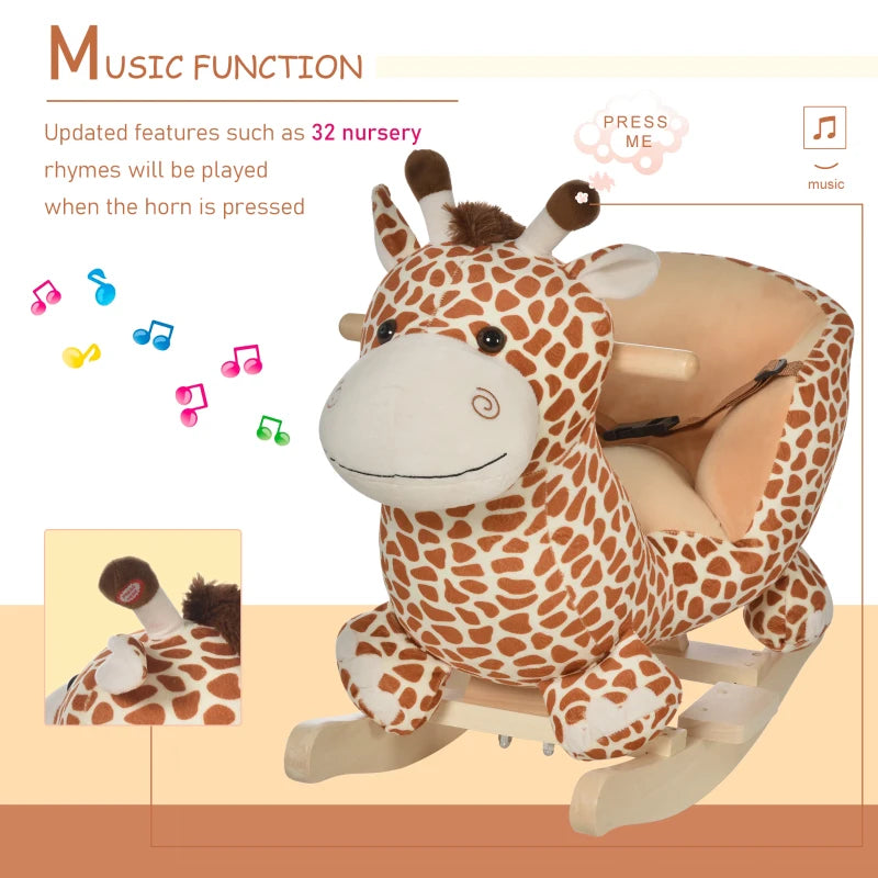 Giraffe Rocking Horse Toy for Kids - Safe Seat Belt for Toddlers - Perfect Baby Gift for Playtime