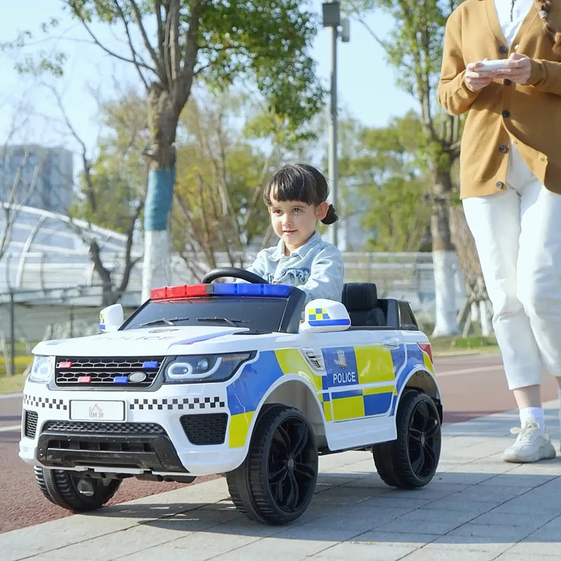 12V Kids Electric Police Car Ride On with Remote Control Siren Lights for Ages 3-6