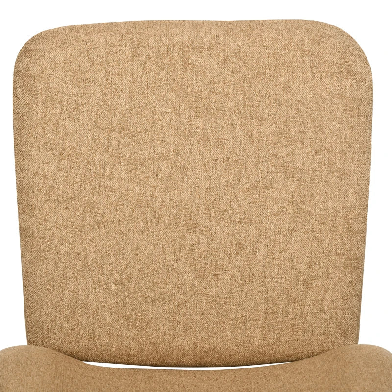 Set of 4 Linen-Touch Upholstered Bar Stools with Backs, Steel Legs - Light Brown Kitchen Chairs for Dining Room