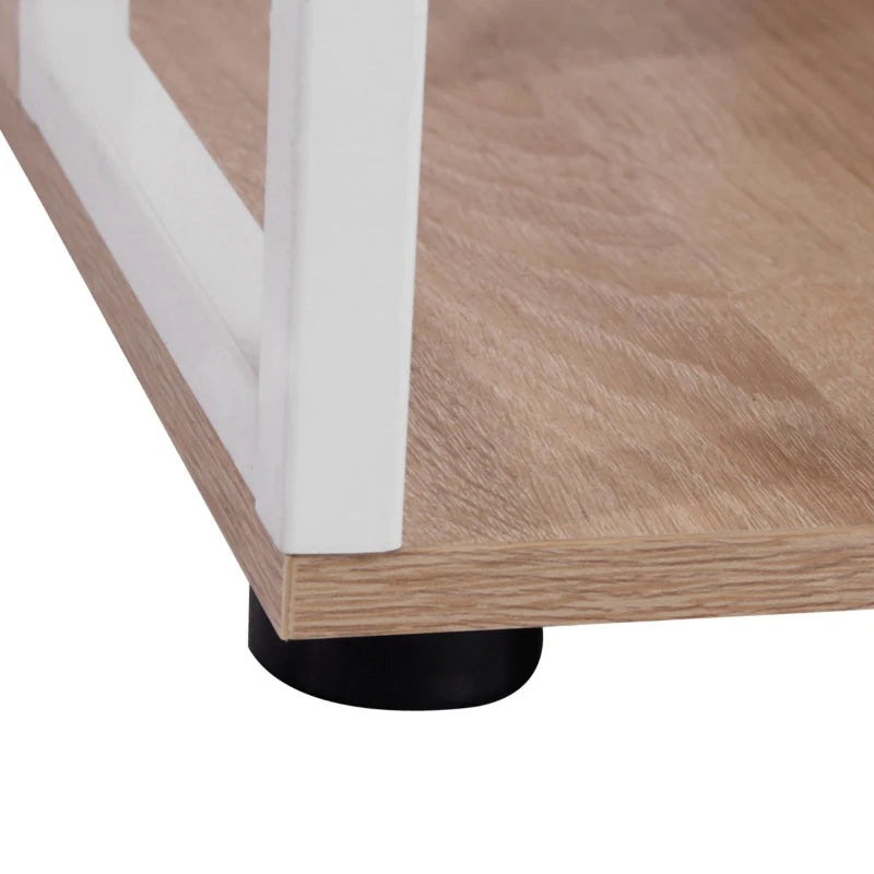 Oak Computer Desk with Drawers & Bookshelf - Stylish Writing Desk for Home Office & Study Workstation with Storage Shelves