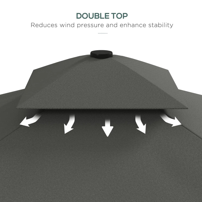 Dark Grey 2.5m Square Double Top Cantilever Garden Parasol with Ruffles