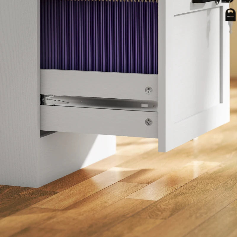 Secure 2-Drawer White Filing Cabinet with Lock - Stylish Storage Solution for Home or Office Organization