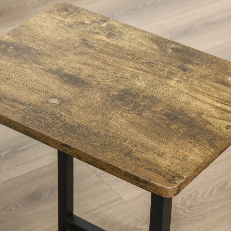 Industrial Bar Stools Set of 2 - Rustic Brown Kitchen Breakfast Chairs with Footrest for Counter Height Dining & Home Pub