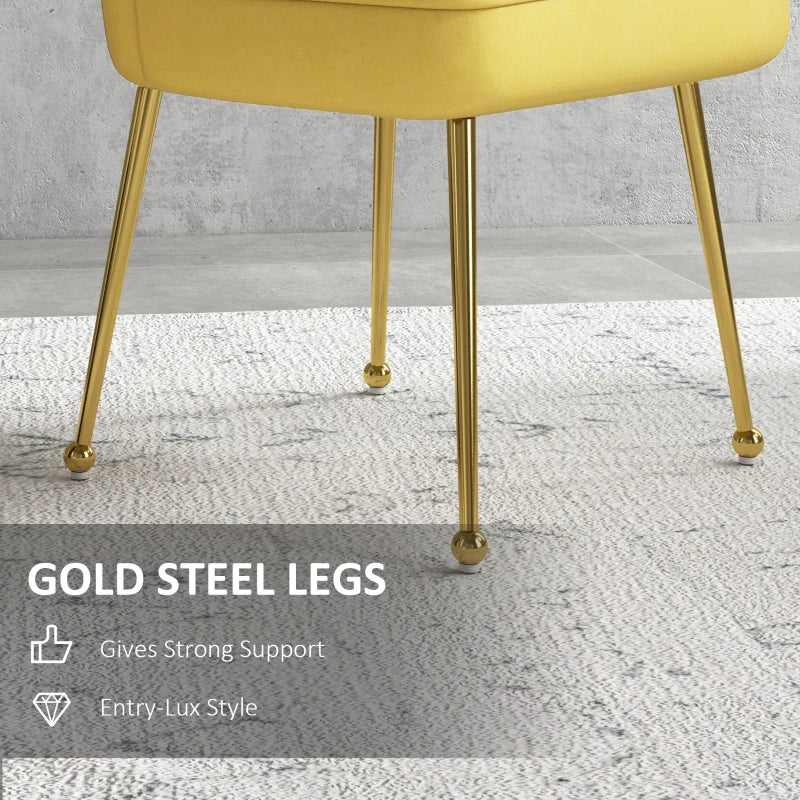 Stylish Yellow Velvet-Feel Shell Accent Chair for Living Room - Modern Home Decor, Comfortable Seating, Unique Design