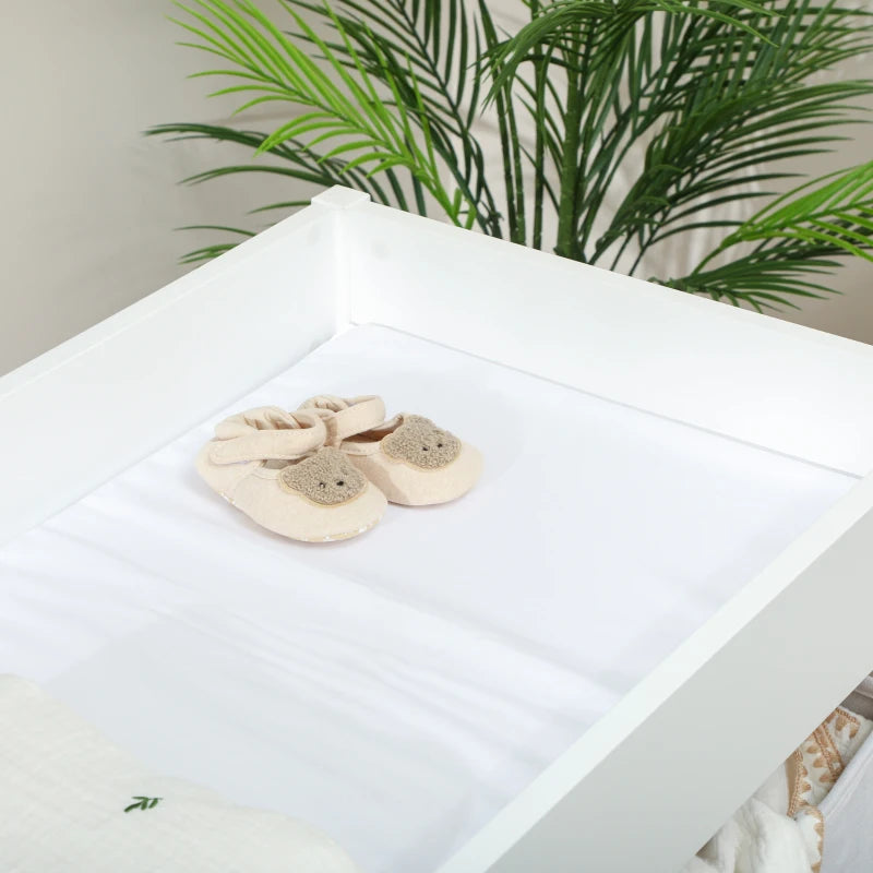 Baby Changing Unit with 4 Storage Drawers and Mat for Nursery Bedroom White 84 x 84.5 cm