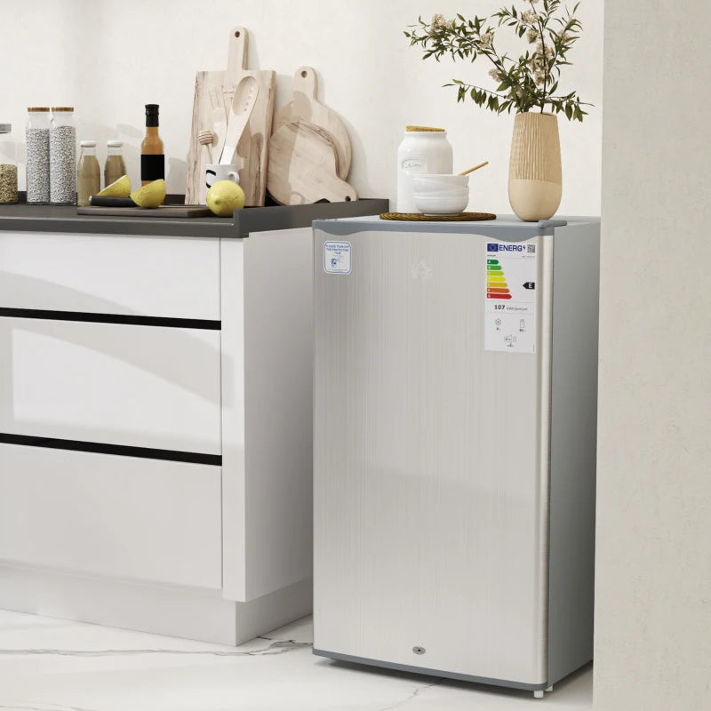 91L Freestanding Under-Counter Fridge with Lock in Grey for Home and Office