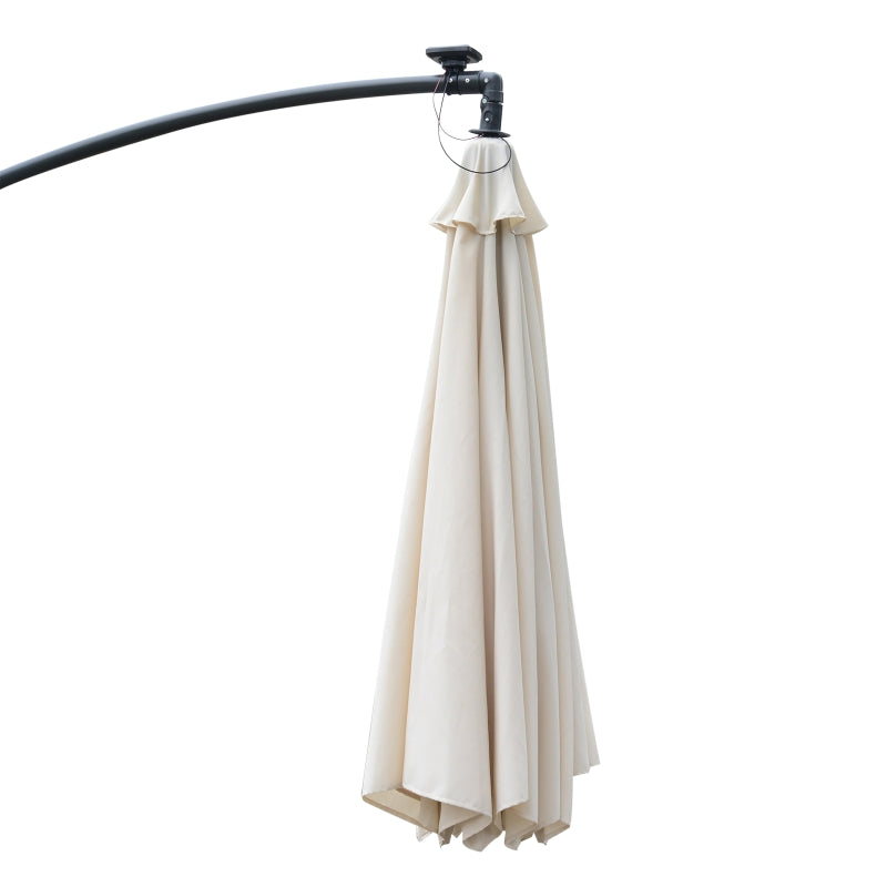 Cream Solar LED Patio Umbrella - 2.95m x 2.45m