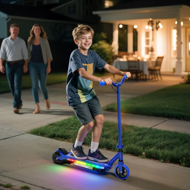 Electric Scooter for Kids Ages 6-14 with Colorful LED Lights Blue