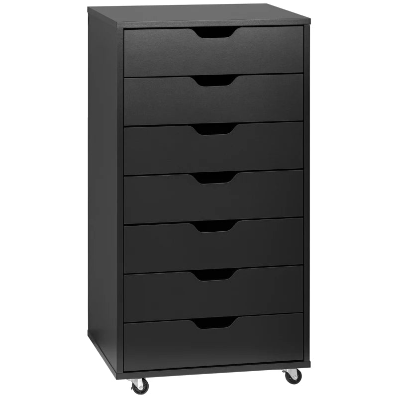 Vinsetto Black Seven-Drawer Filing Cabinet on Wheels - Stylish Storage Solution for Home Office Organization