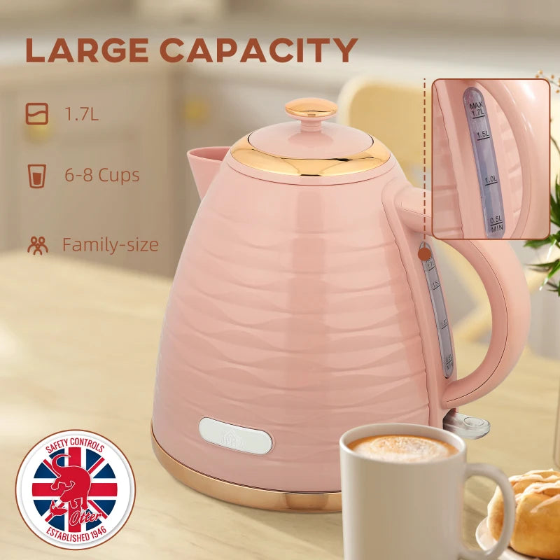 3kW Rapid Boil Pink Honeycomb Kettle - Stylish Electric Tea Kettle for Fast Boiling Water, Perfect for Home & Kitchen