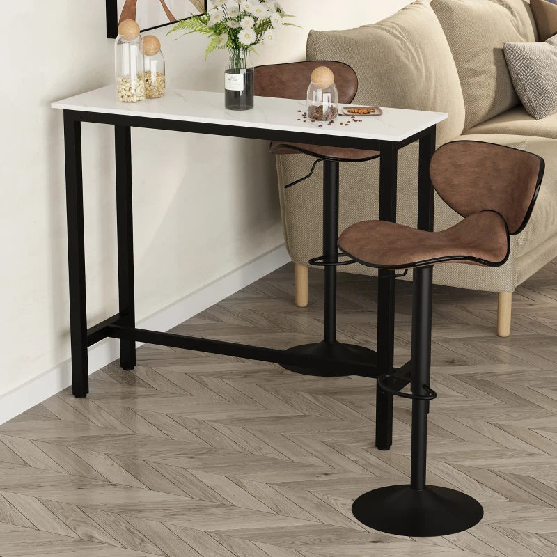 Rectangular Wood Effect Coffee Table - Small Space Dining & Breakfast Table, Industrial Style, White & Black Finish