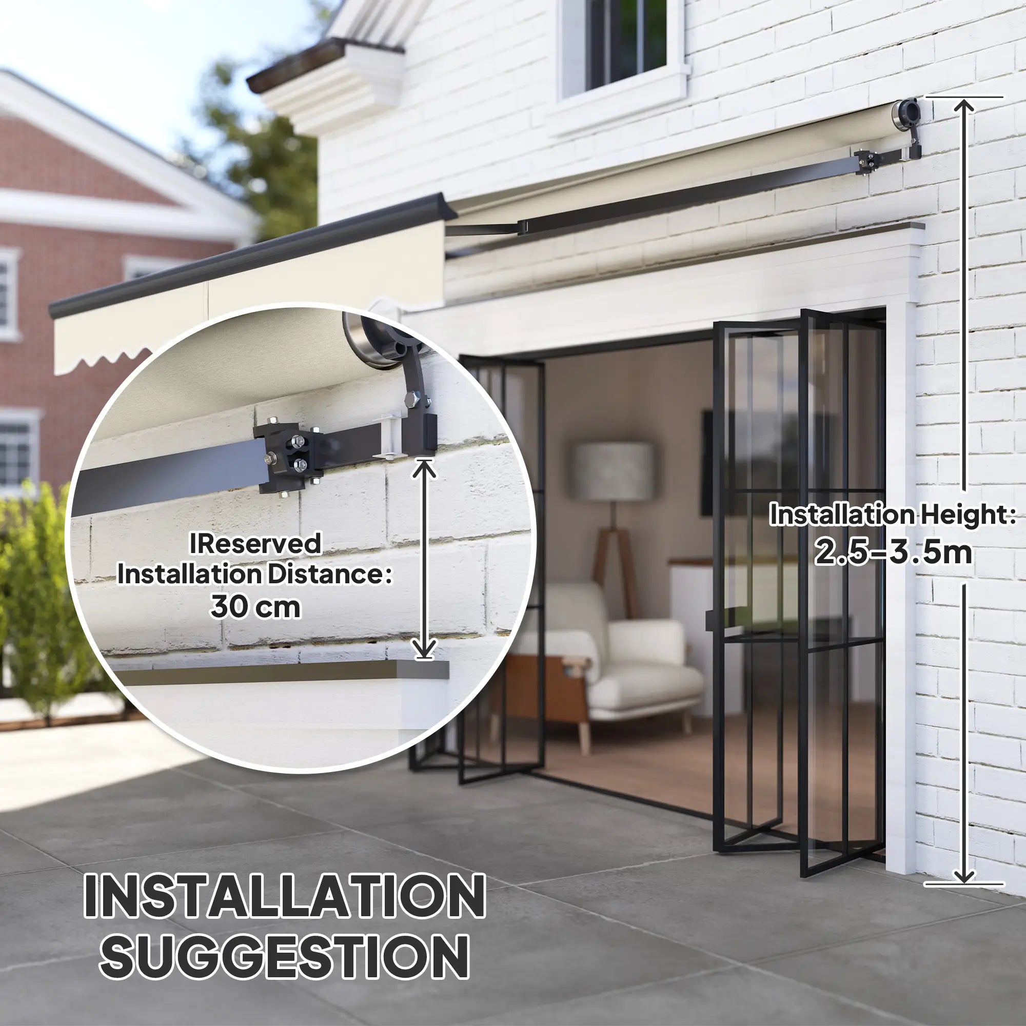 2.5m x 3m Electric/Manual Awning With Remote Controller - Beige