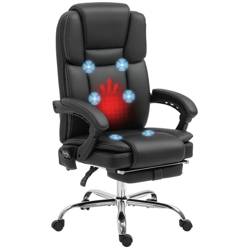 Vinsetto Six Point Vibrating Massage Office Chair - Ergonomic Black Executive Chair for Ultimate Comfort and Relaxation