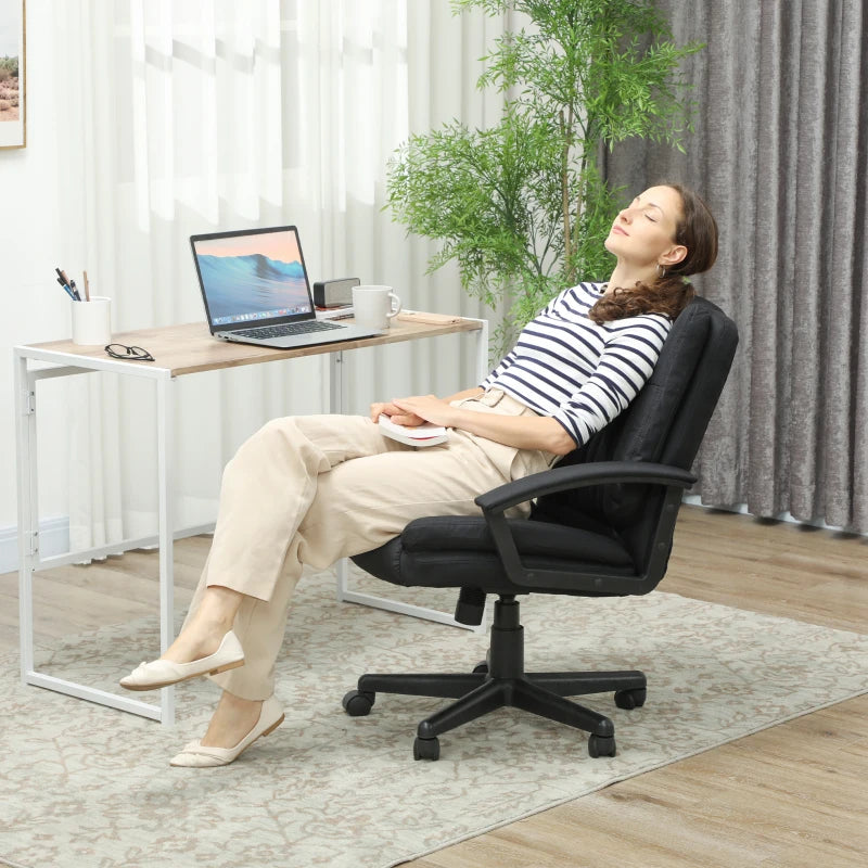 Stylish Black Linen-Look Padded Office Chair for Comfort and Support - Perfect for Home or Office Use