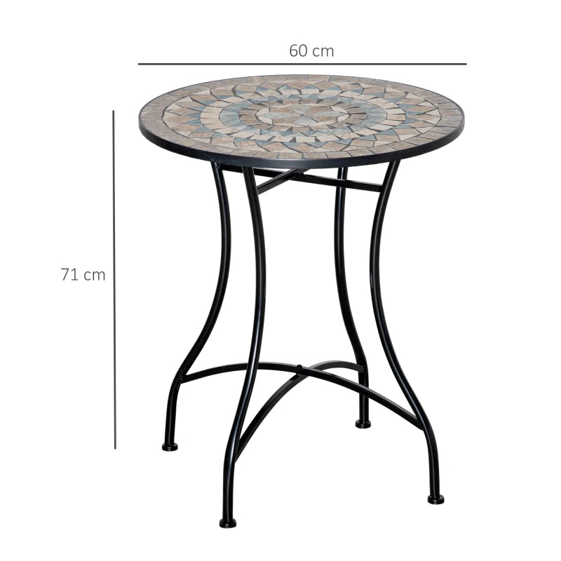 60cm Green Mosaic Outdoor Patio Table - Round Garden Table