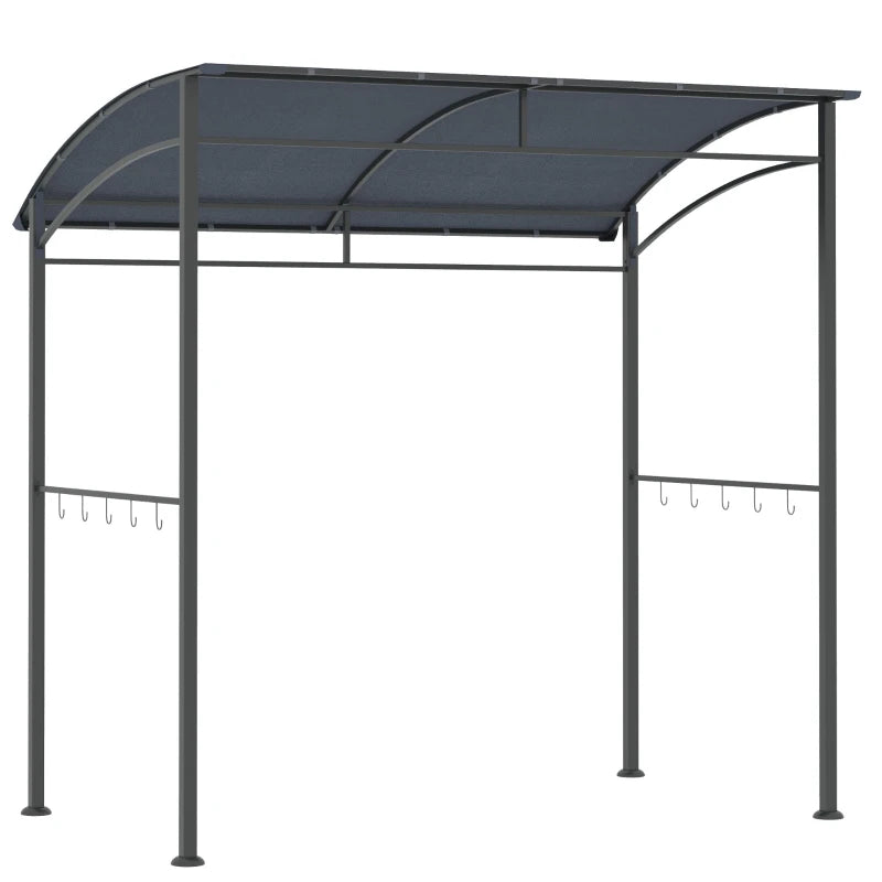 Dark Grey BBQ Grill Gazebo Tent with Metal Frame and Curved Canopy