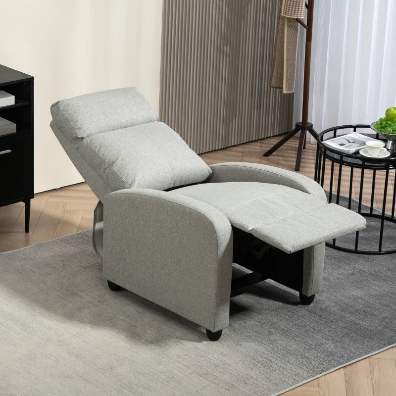 Grey 135° Push Back Recliner Armchair with Footrest for Ultimate Comfort and Relaxation