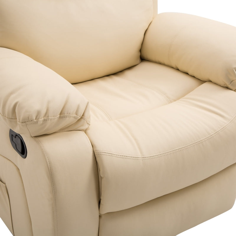 Beige PU Leather Reclining Chair with 8 Massage Points, Heat Function, Swivel Base and Footrest