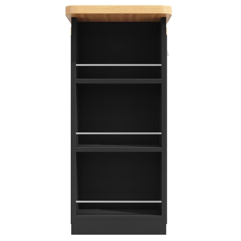 360° Rotating Bar Table with Spice Rack & Extendable Kitchen Island - 4 Drawers, Black, 135-203L x 39W x 93H cm