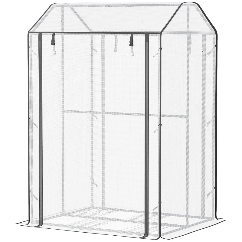 Portable White Mini Greenhouse with 4 Shelves for Plants, 100x80x150cm