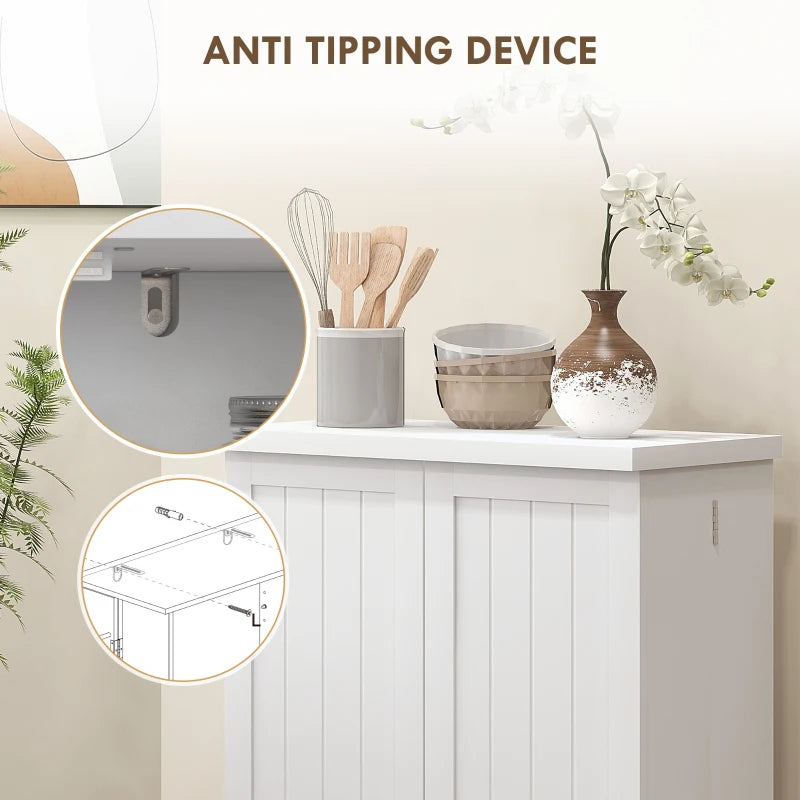 Freestanding Multi-Storage Kitchen Cupboard with Adjustable Shelves - Stylish White Organizer for Kitchen Storage Solutions