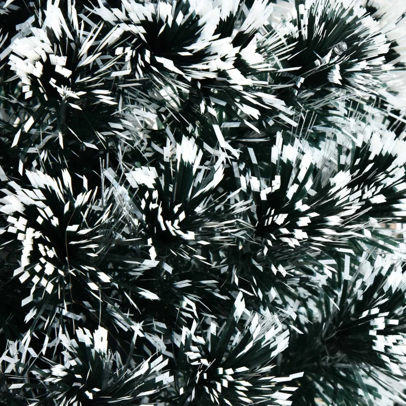 4ft Prelit Artificial Christmas Tree - Snowy Green & White Xmas Tree with Colorful LED Fiber Optic Lights