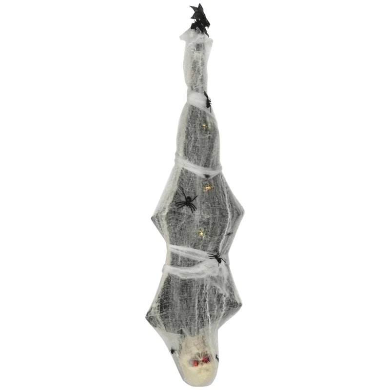 4.7ft Animated Hanging Mummy Halloween Decoration with Light Up Eyes, Sound, Motion Activation, Spider Web, Posable Arms