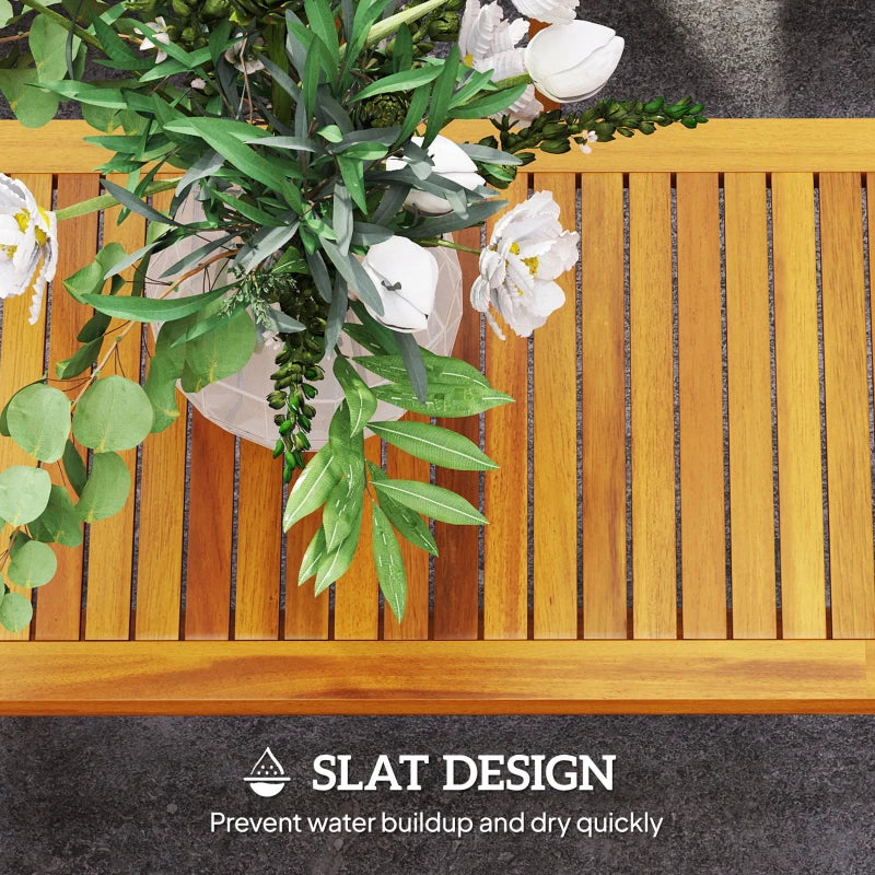 Four-Piece Acacia Wood Garden Sofa Set with Teak Finish and Cream Cushions
