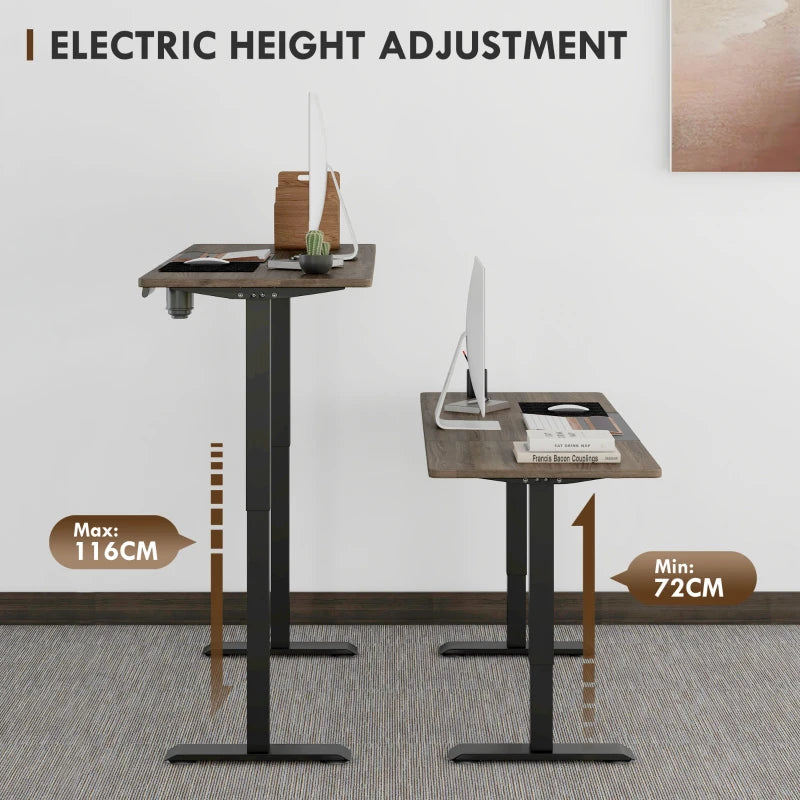 Vinsetto Adjustable Electric Standing Desk 72-116cm with LED Display - Modern Black Ergonomic Home Office Furniture