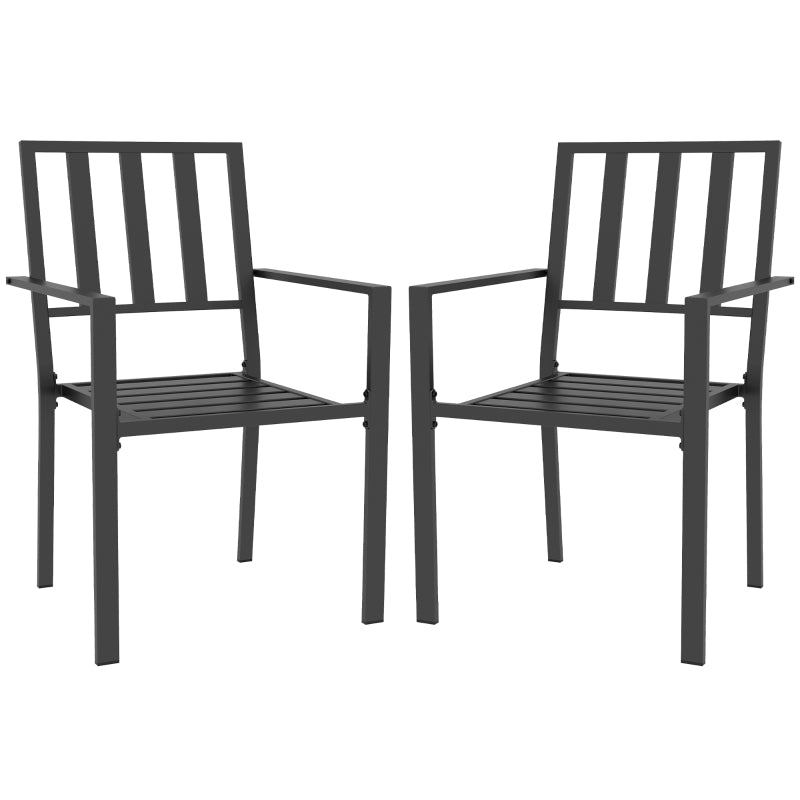 Black Metal Garden Chair Set - 2 Pack