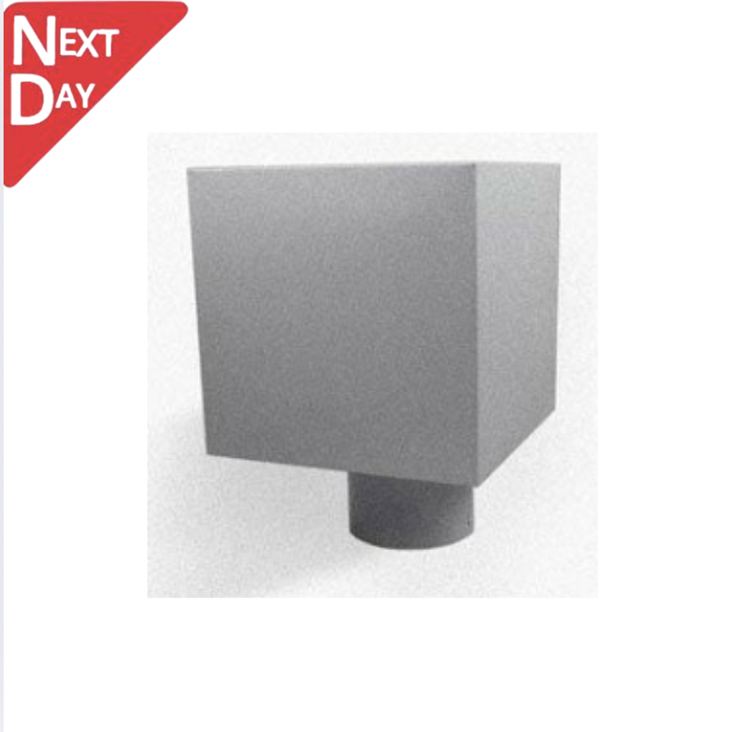 RAL 9007 'Grey Aluminium' Galvanised Steel Plain Box Hopper Head 200w x 200d x 200h with 100mm Outlet