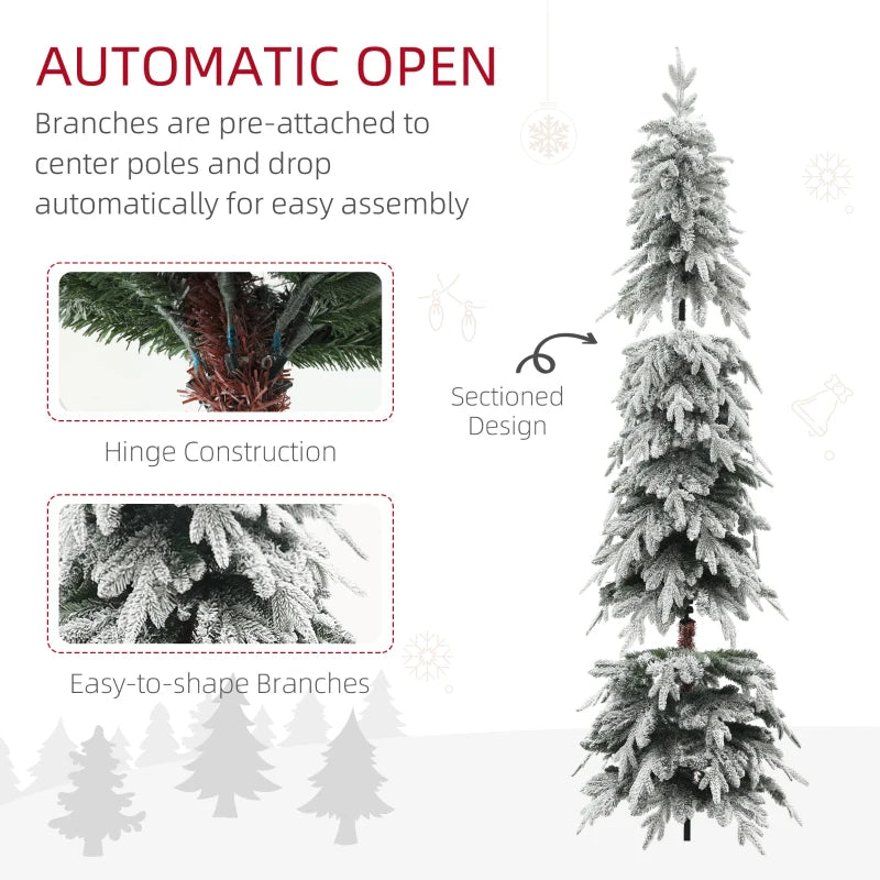 7ft Unlit Artificial Christmas Tree - Snow-Covered Holiday Decor for Festive Home Decoration
