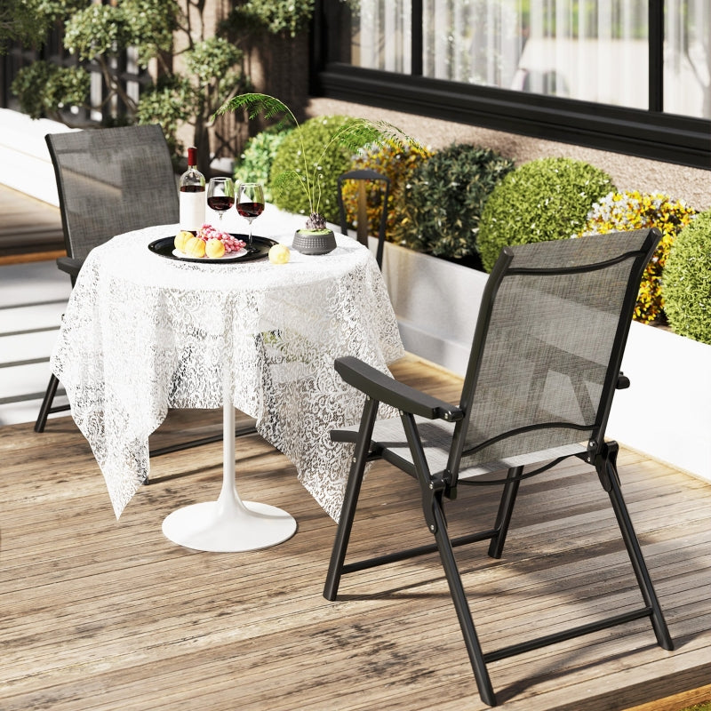 Set of Two Black and Grey Folding Outdoor Chairs - Compact Size for Easy Storage