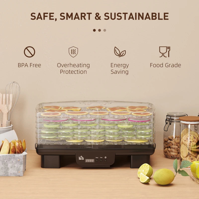 Premium Six-Tray Food Dehydrator - Black | Efficient, Versatile, Perfect for Healthy Snacks & Preserving Fruits, Vegetables, and Jerky