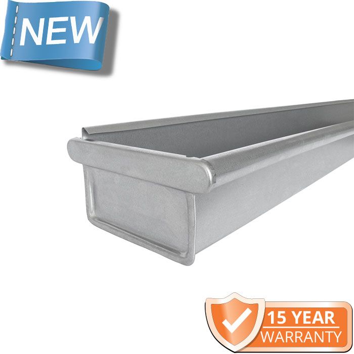 120x75mm Box Profile Galvanised Steel Gutter - Pre-Fab LH Stop End Including 1m Length