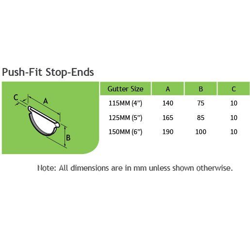 115mm Half Round Copper Stop End