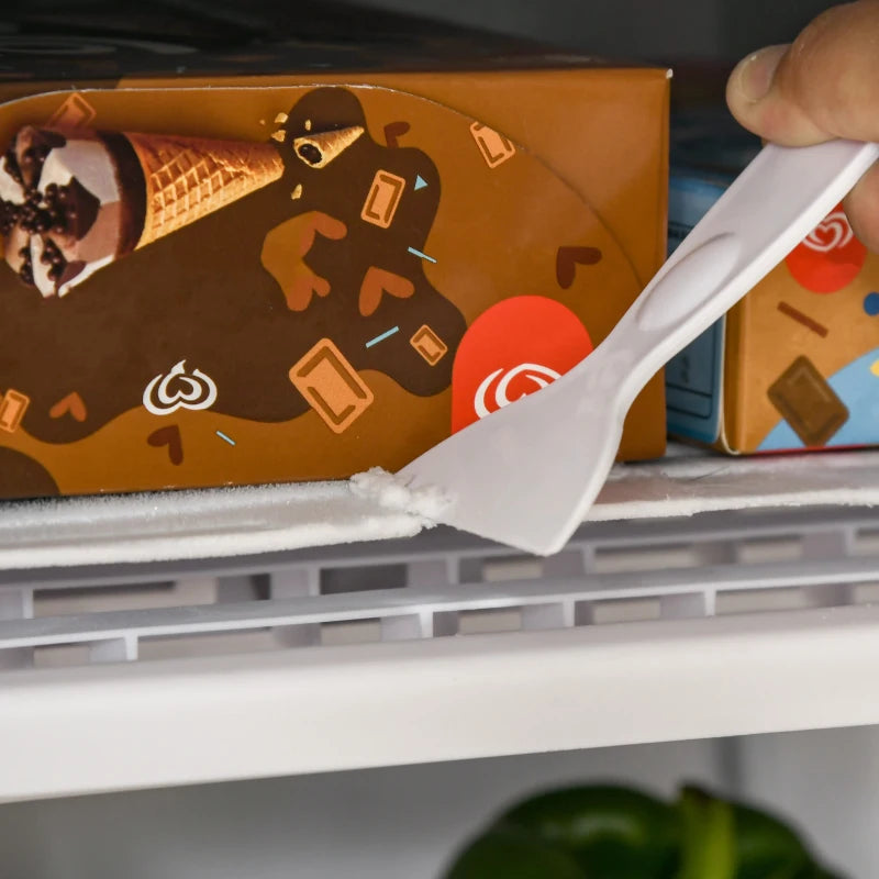 91L Freestanding Under Counter Fridge Freezer - Compact Chiller Box, Adjustable Thermostat, 47.5cm Wide, Stylish Grey Design