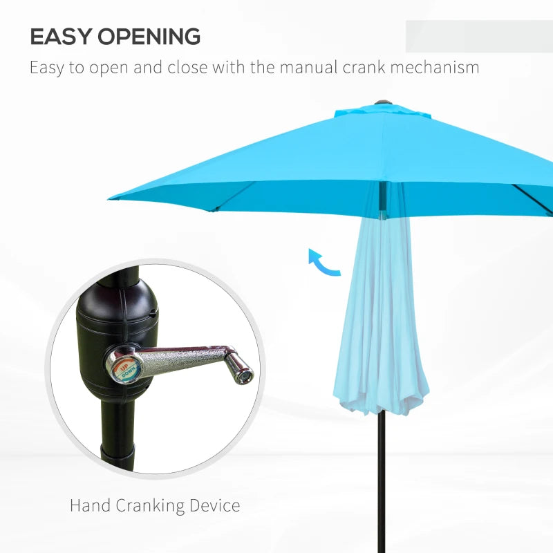 Blue 2.6M Patio Umbrella with Tilt Shade and Crank