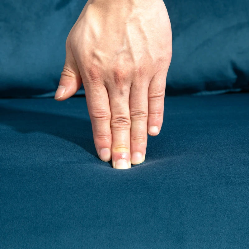 Velvet-Feel Single Chair Bed with Pillow in Navy Blue - Versatile 4-in-1 Design for Comfort and Style