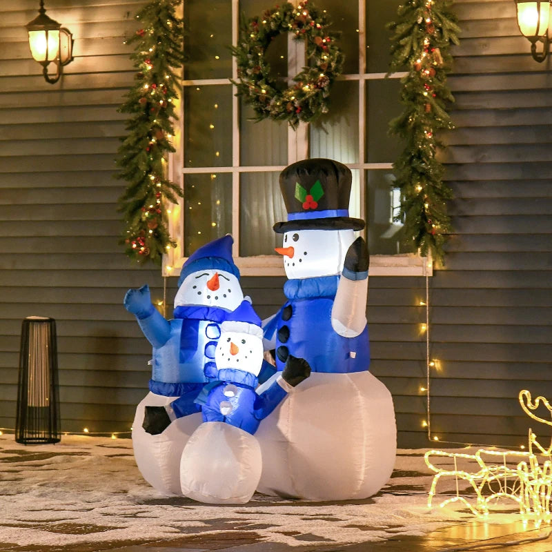 4ft Inflatable Christmas Snowmen Family - LED Holiday Yard Decorations for Indoor & Outdoor Festive Cheer