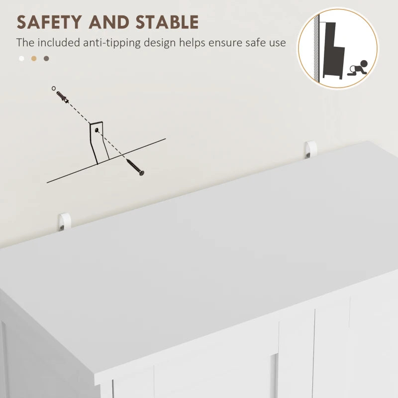 Multi-Storage Freestanding Kitchen Cabinet - Elegant White Design for Organized Kitchen Storage & Space Saving Solutions