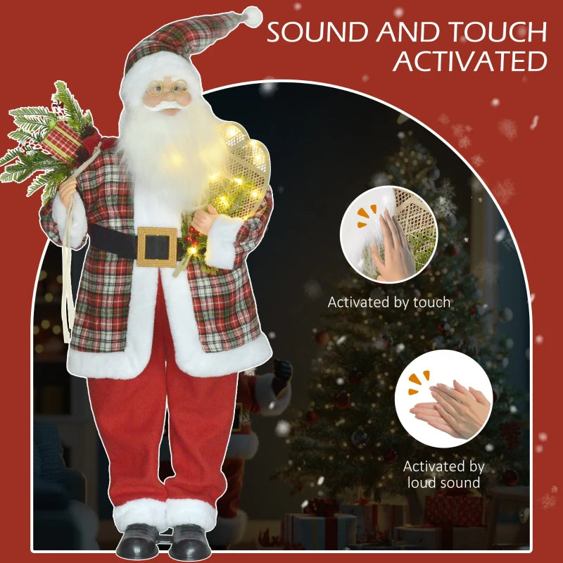 4'3" Animated Santa Claus Figure with Sound & Lights - Festive Red & Green Holiday Decoration for Christmas