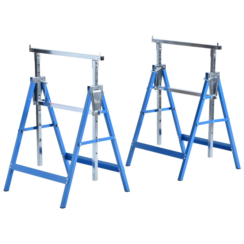 Blue Adjustable Telescopic Builders Trestle for DIY Projects