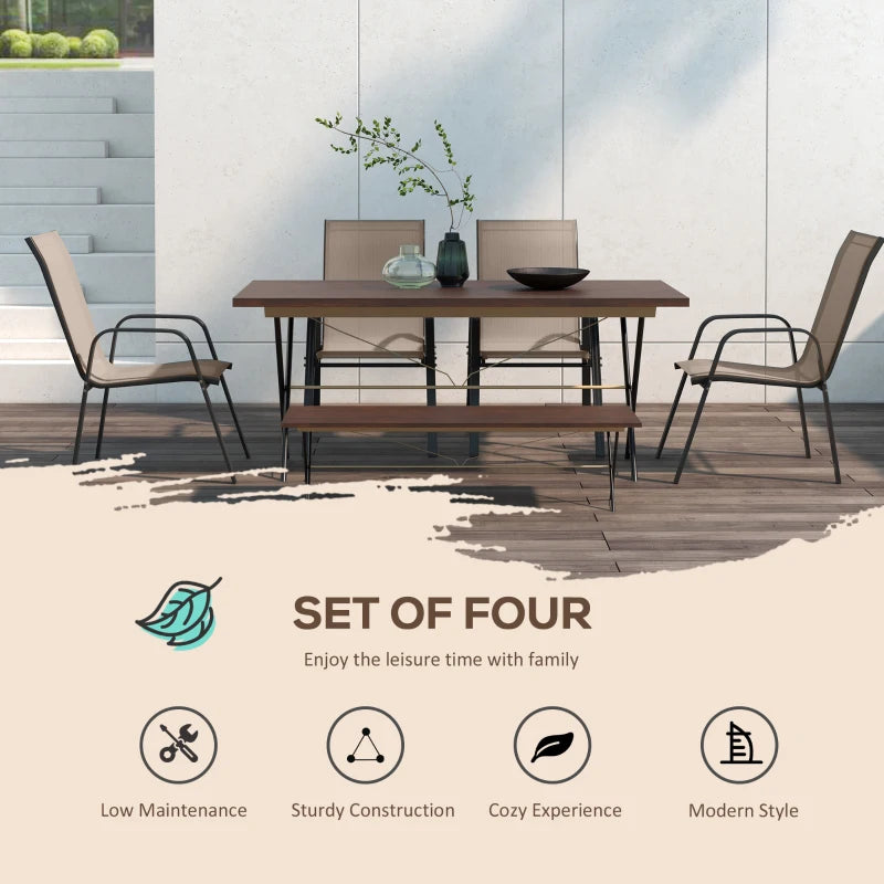 Grey Stackable Mesh Seat Chairs Set of 4