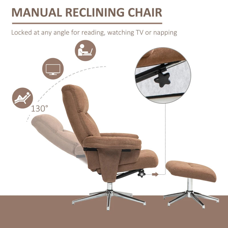 Velvet Recliner Chair with Ottoman in Light Brown - Comfortable and Stylish Seating Solution