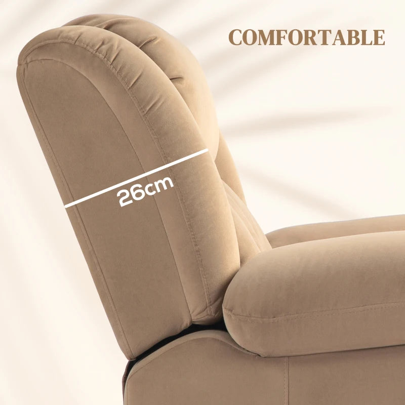 Velvet Electric Riser Recliner Armchair with Massage Function in Light Brown for Ultimate Comfort