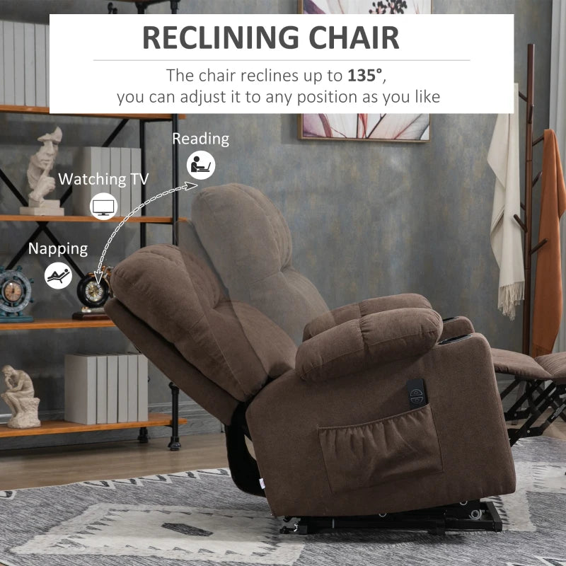 Electric Riser Recliner Chair for Elderly with Remote Control - Power Lift, Dark Brown
