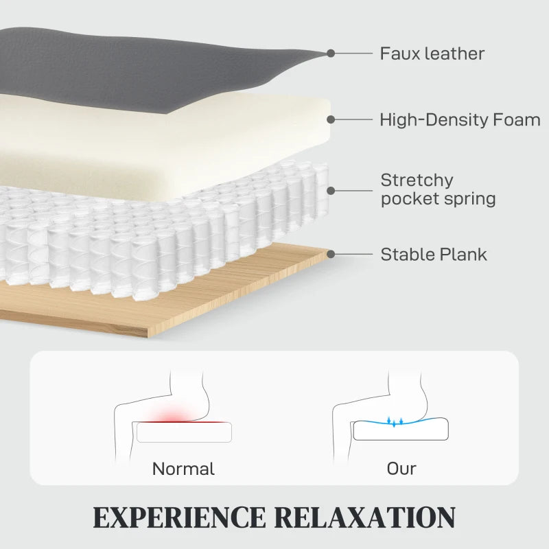 Electric Recliner Armchair with USB and Type C Charging, Phone Holder, Adjustable Leg Rest, Grey PU Leather for Living Room